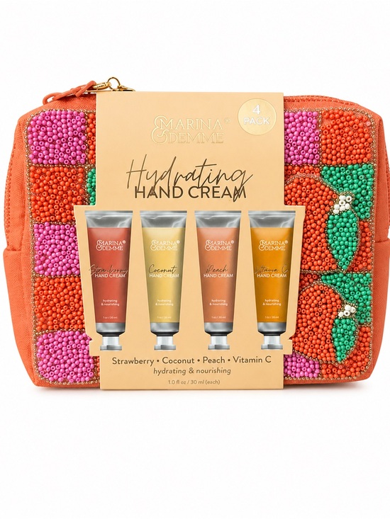 Marina & Demme Other - Marina & Demme Hydrating Hand Cream 4-Pack with Beaded Clutch